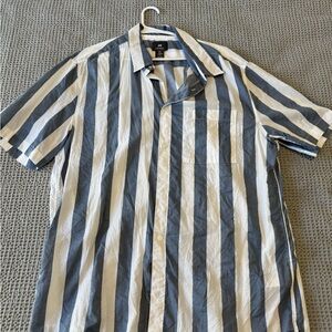 Men's Blue and White Striped Shirt